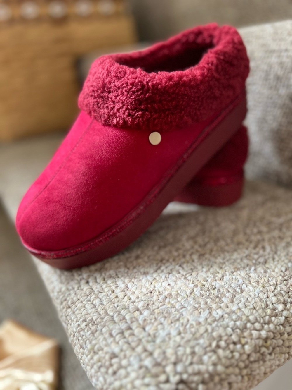 Joy Mangano Red Plush Slip-On Clog